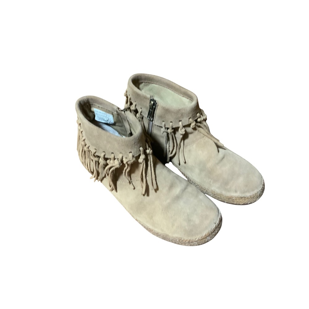 UGG Australia Women Tan Suede Fringe Moccasin Ankle Boots 1008460 Size 8.5